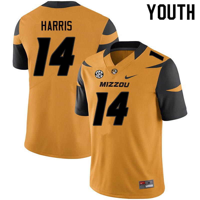 Youth #14 BJ Harris Missouri Tigers College Football Jerseys Sale-Yellow